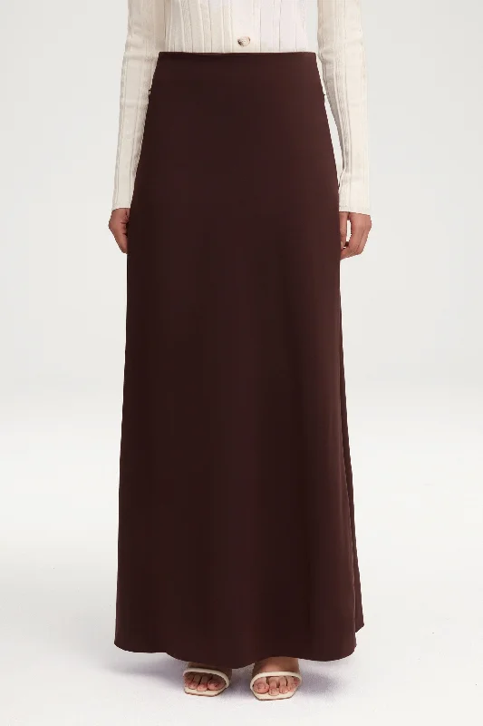 Multi-functional style Essential Jersey A-Line Maxi Skirt - Dark Brown