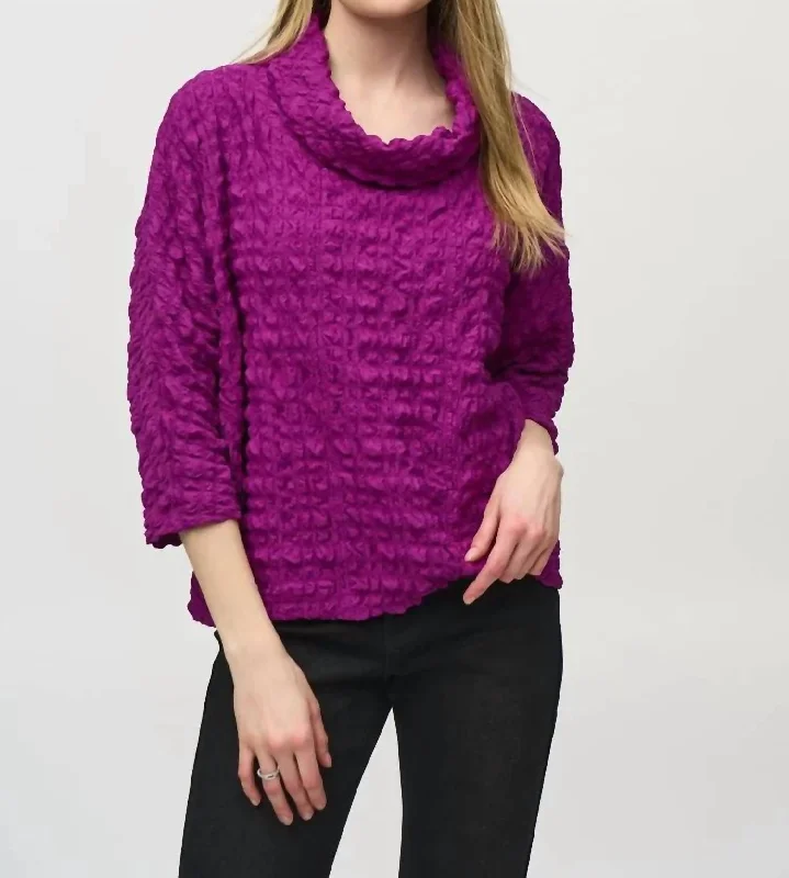 Classic Style Woven Jacquard Boxy Top In Empress
