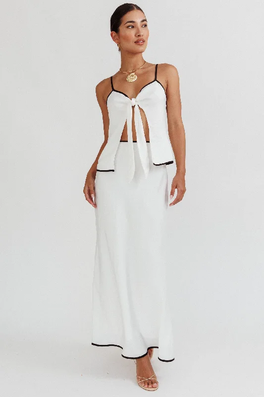 Affordable selection Only One Contrast Trim Maxi Skirt White