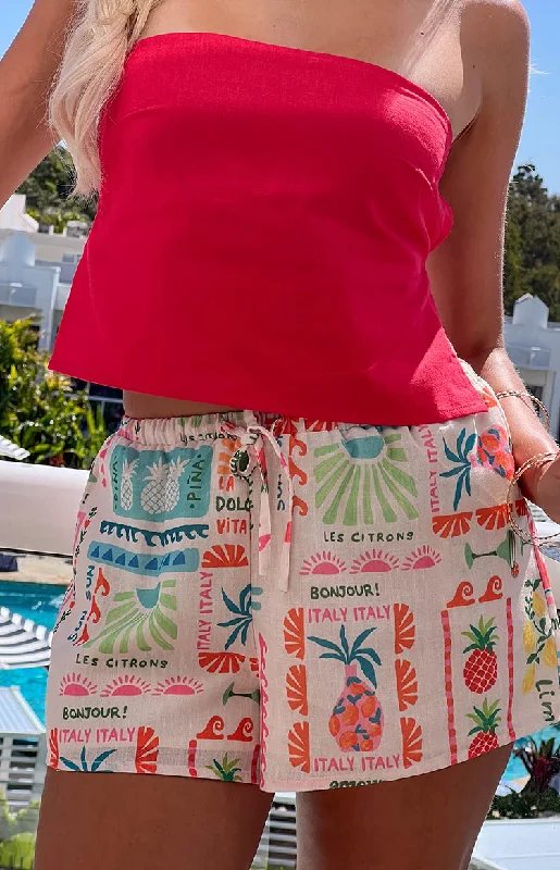 Luxury Classic Ottie Dolce Vita Print Shorts