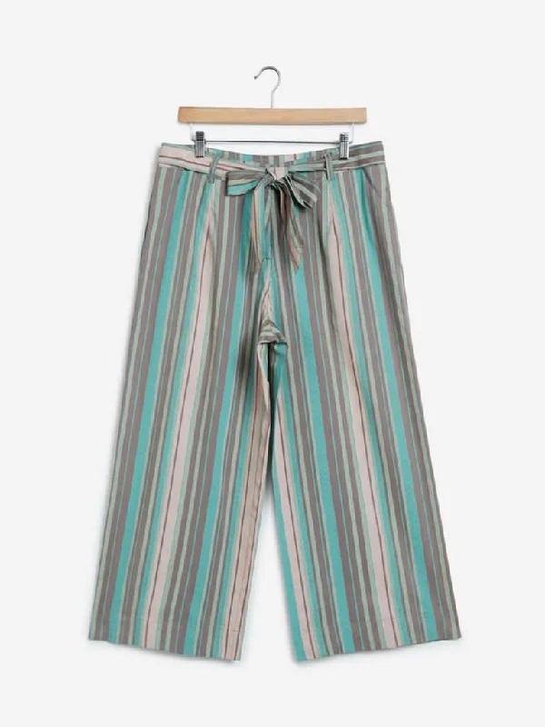 Youthful Vitality Bombay Paisley Multicolour Palazzos with Belt