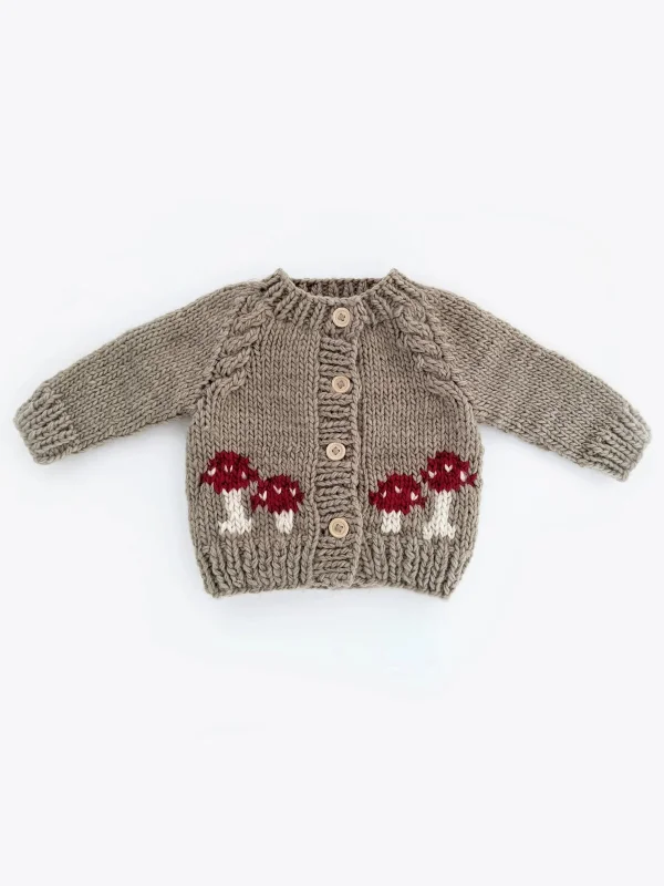 Soft Wear Mushroom Cardigan Knit Sweater