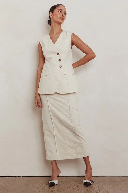 Wandering freely Sweet Treat Column Maxi Skirt Oat