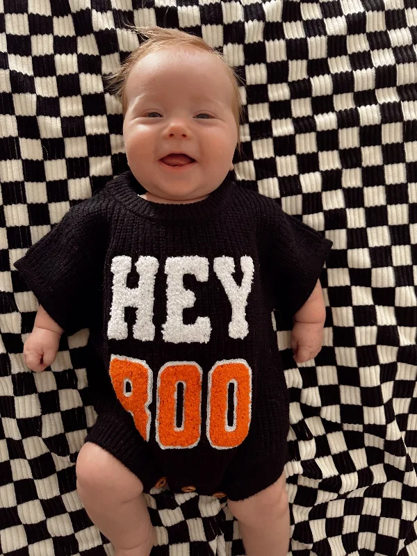 Spring Fashion Sweater Romper, Hey Boo