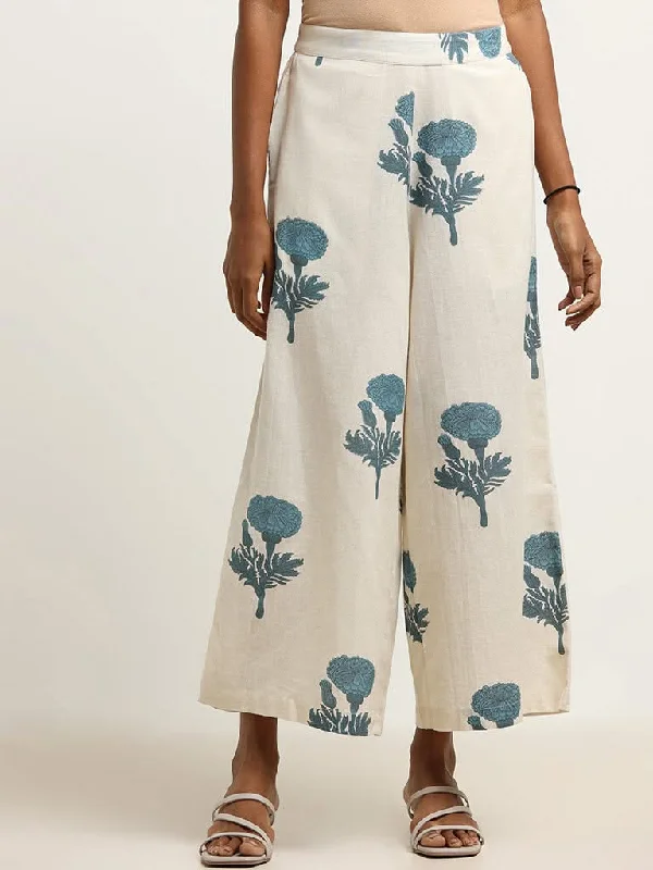 Fresh And Simple Utsa Indigo Wide-Leg Blended Linen Palazzos