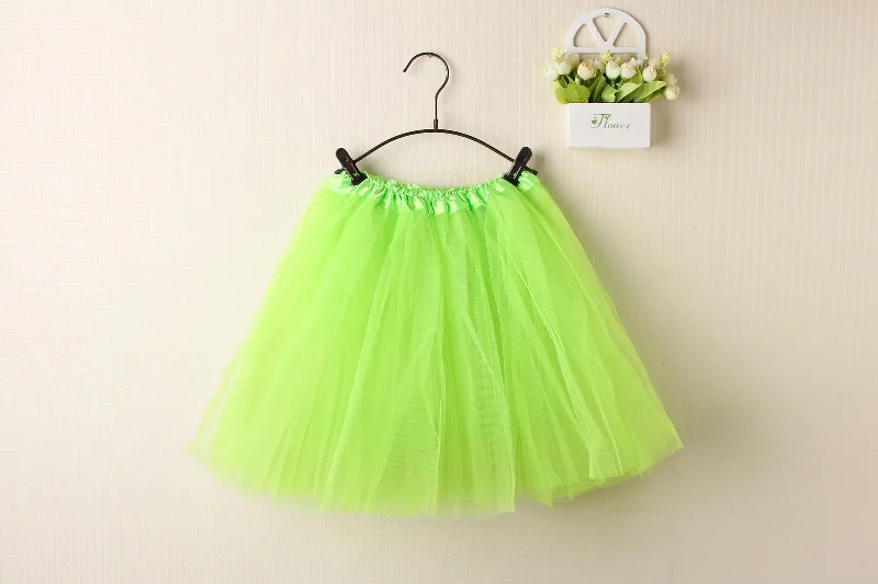 Street Style Suit New Adults Tulle Tutu Skirt Dressup Party Costume Ballet Womens Girls Dance Wear, Neon Green, Kids