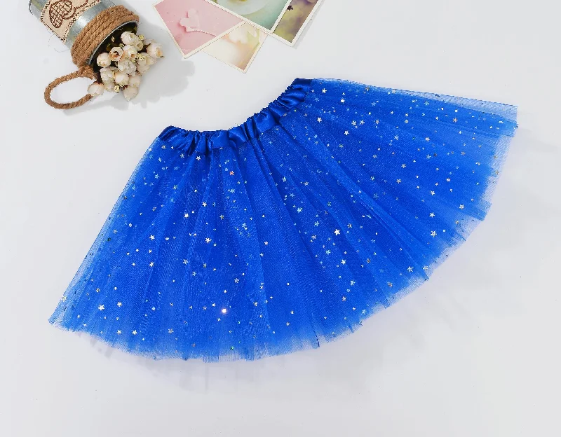 Comfortable And Versatile Sequin Tulle Tutu Skirt Ballet Kids Princess Dressup Party Baby Girls Dance Wear, Royal Blue, Adults
