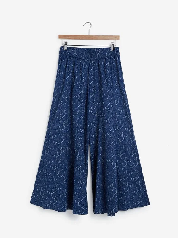 Personalized Design Utsa Indigo Floral Design Palazzos