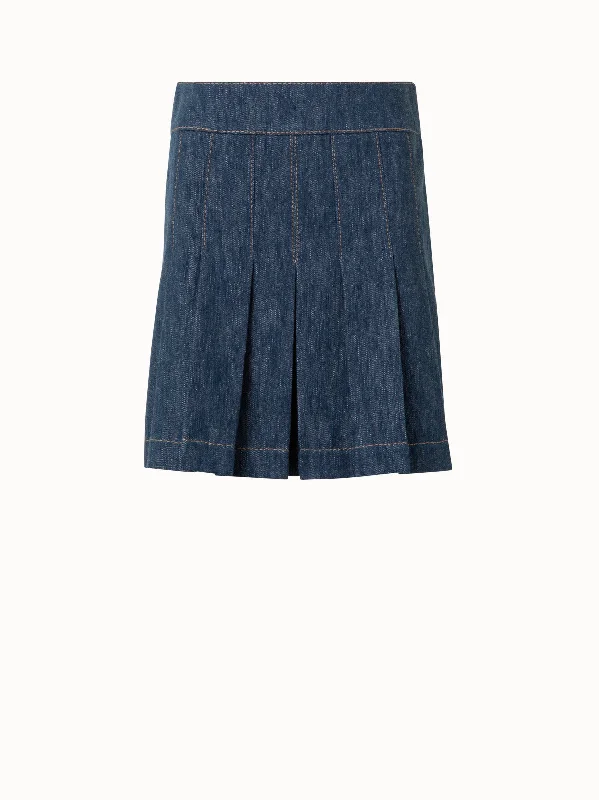 Comfortable Wear Pleated Denim Mini Skirt
