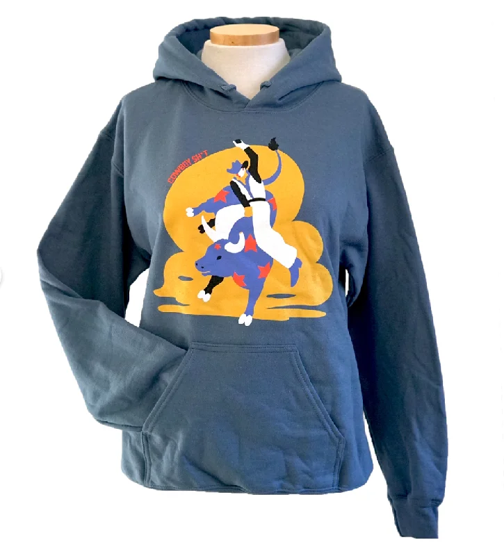 Versatile Itinerary COWBOY SH*T- The Bull Rider Blue Hoodie