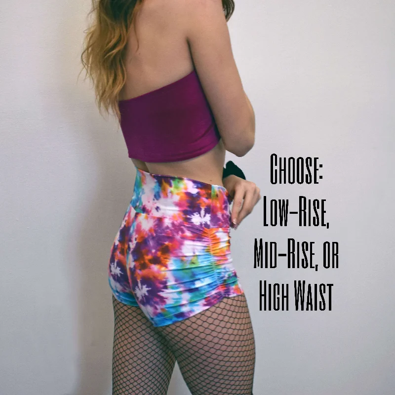 Classic Series Ruched Booty Shorts - Tie Dye Blitz