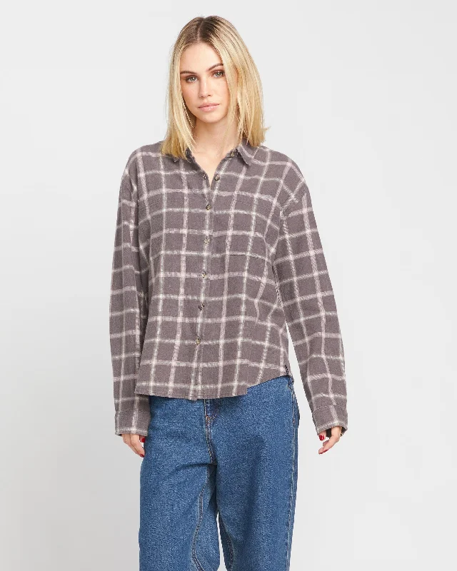 Economic Outlook Plaid To Meet U 2 Long Sleeve Shirt - Dark Grey