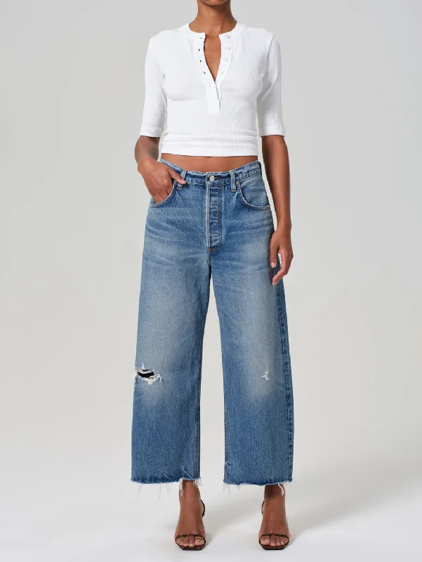 Retro Stripes Ayla Raw Hem Crop Jean - Solano