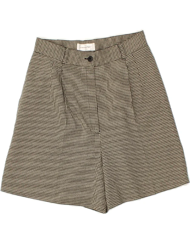 British casual VINTAGE Womens Wide Leg Casual Shorts UK 10 Small W26 Black Gingham
