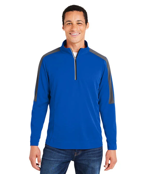 Relaxed Wear CE404 - Core 365 Mens Market Snag Protect Mesh Colorblock Quarter-Zip | True Royal/Carbon