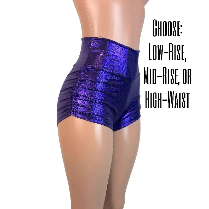 Fashionable sports Ruched Booty Shorts - Purple Mystique