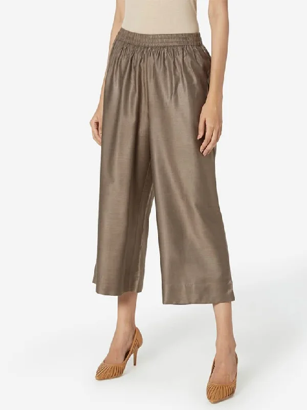 High-end Customization Zuba Dark Grey Slim Fit Cropped Palazzos