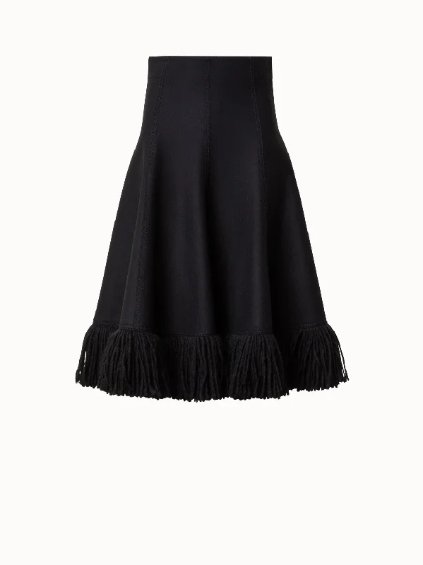 Chic Relaxation Taglio Vivo Midi Skirt with Fringes