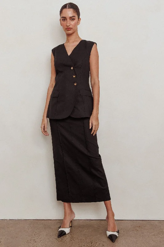 Celebrity Style Sweet Treat Column Maxi Skirt Black