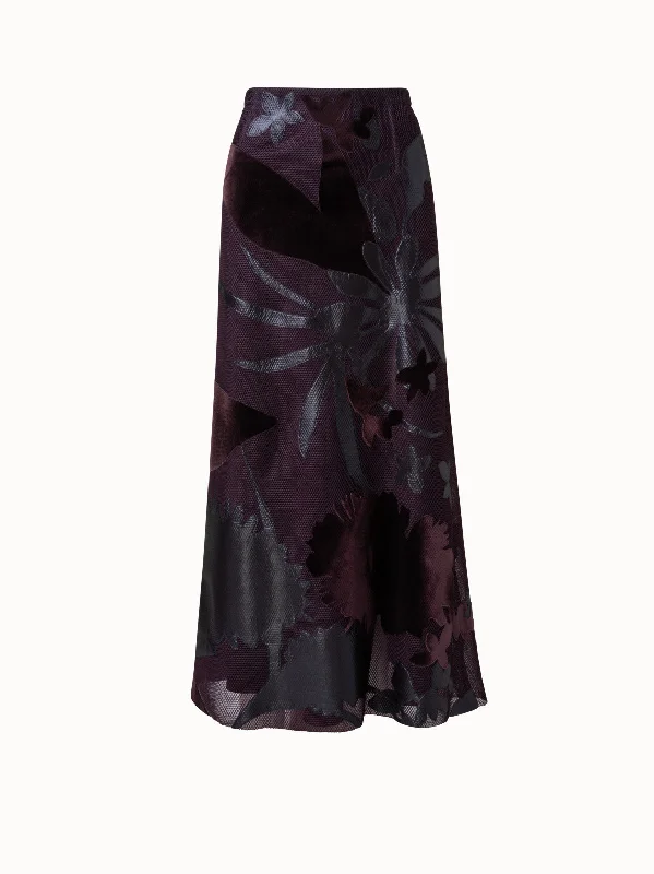 Urban Comfort Techno Grid Skirt with Flower Embellishment
