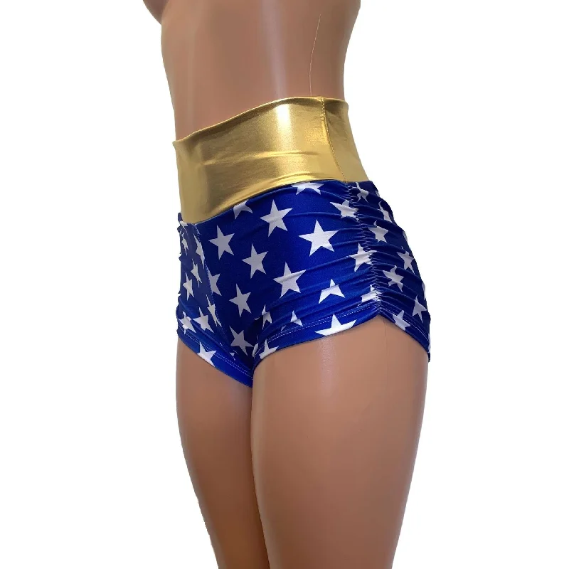Layered Comfort Ruched Booty Shorts - Wonder Woman