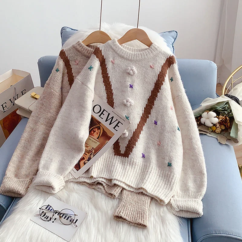 Fashionable Items Small fresh and sweet sweater design sense sweater top  5140