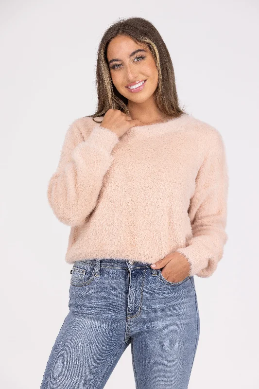 Design And Tailoring Fuzzy Wuzzy Women's Round Neckline Pullover Sweater