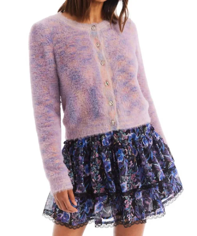 Leisure And Entertainment Jeweled Sloan Cardigan In Pastel Space Dye
