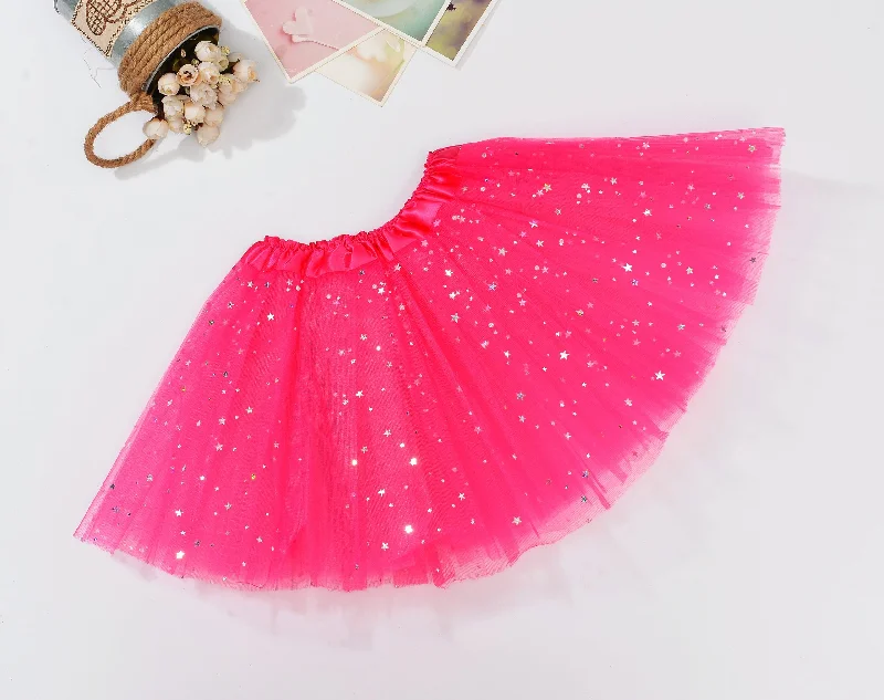 Age-reducing Style Sequin Tulle Tutu Skirt Ballet Kids Princess Dressup Party Baby Girls Dance Wear, Rose, Adults