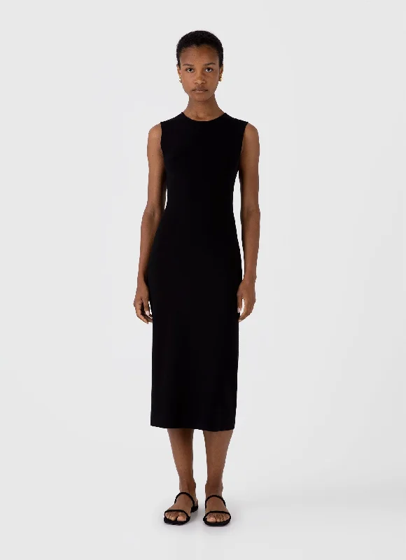Elegant And Charming Women's Viscose Dress in Black