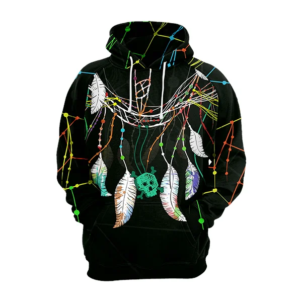 Retro Literary Style Sacral Feathers Hoodie