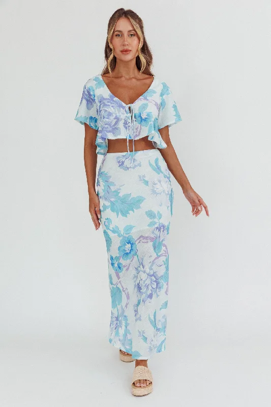 Daily Comfort La Vie Floral Maxi Skirt Floral Blue