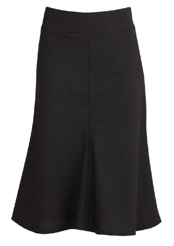 Double-sided Wear Womens Fluted 3/4 Length Below Knee Skirt Work Business - Black - 26