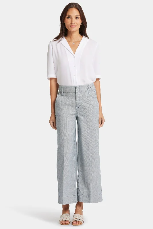 Practical Style Mona Wide Leg Trouser Ankle Jeans - Canyon River Stripe