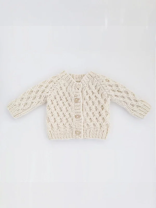Design Must-have Waffle Cardigan Sweater, Natural