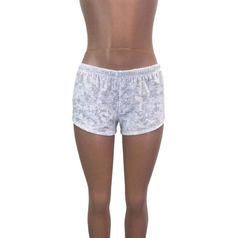 Modern Comfort Rave Shorts - White Crushed Velvet