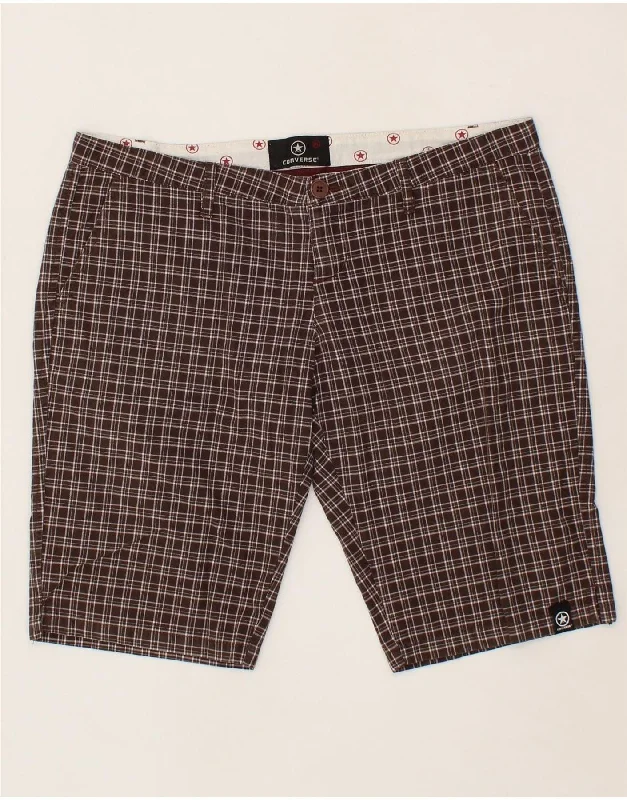 Street Fashion CONVERSE Womens Chino Shorts XL W34 Brown Check Cotton