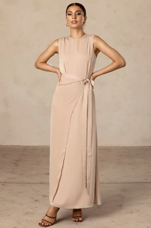 Soft And Comfortable Sadia Sleeveless Maxi Dress & Skirt Set - Taupe