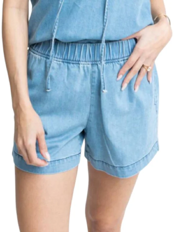 Comfortable Outfits Denim Elastic Short In Blue
