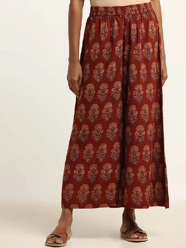 Comfortable And Simple Utsa Maroon Printed Palazzos