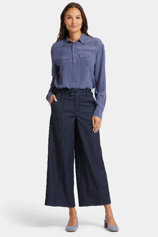 High-end Customization Mona Wide Leg Trouser Ankle Jeans - Lightweight Rinse