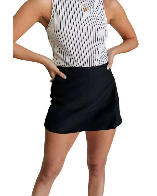 Fresh Comfort Kyla Asymmetrical Hem Skort In Black