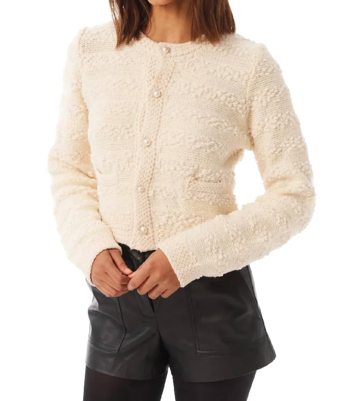 Retro Woolen Jacket Lucy Cardigan In Ivory