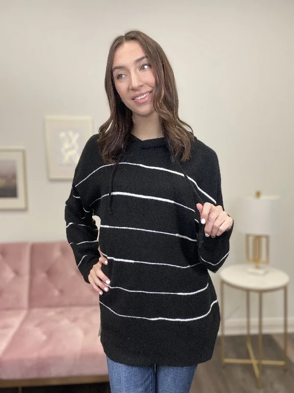Warm Wear The Fabulous Women's Striped Hooded Long Sleeve Top