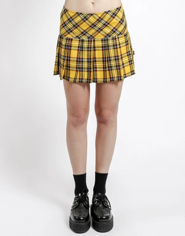 Trendy Traveler PLEATED SKIRT YELLOW PLAID