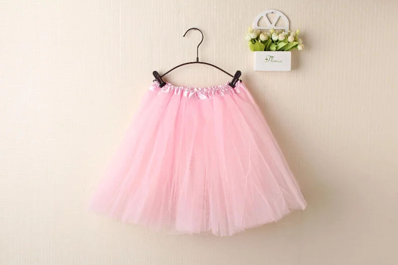 High waist design New Adults Tulle Tutu Skirt Dressup Party Costume Ballet Womens Girls Dance Wear, Light Pink, Kids