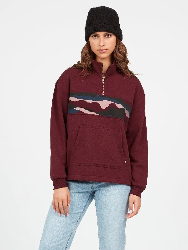 Eye-catching Personality Stone Stacked Mock Neck Hoodie - Burgundy