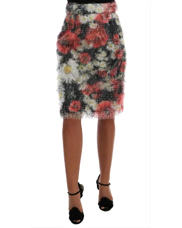 Stunning Fashion Floral Pencil Skirt with High Waist and Logo Details 40 IT Women