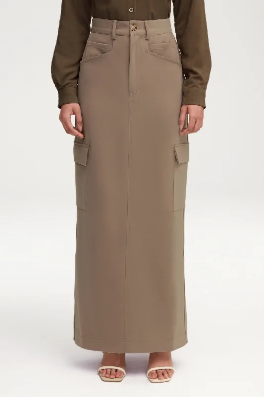 Cozy Shirts Blake Utility Maxi Skirt - Taupe