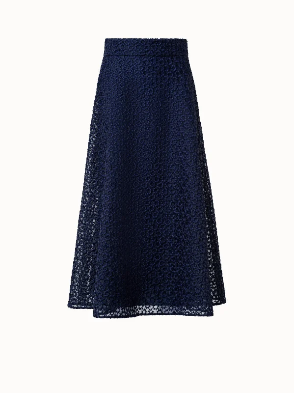 Soft Wear St. Gallen Flower Embroidery Organza A-Line Skirt